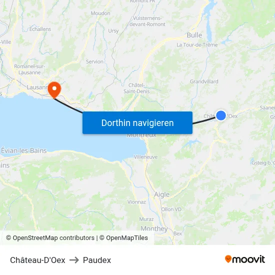 Château-D'Oex to Paudex map