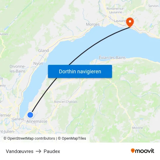 Vandœuvres to Paudex map