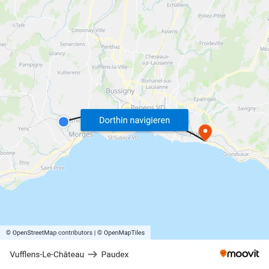 Vufflens-Le-Château to Paudex map