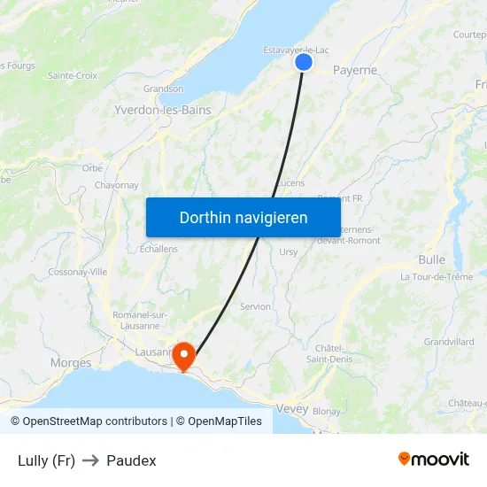 Lully (Fr) to Paudex map