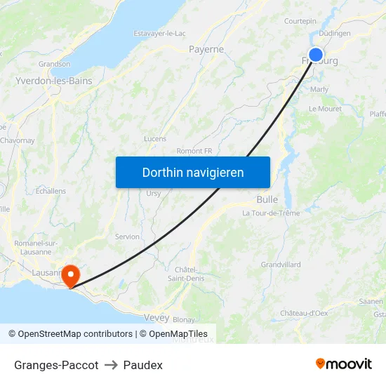 Granges-Paccot to Paudex map