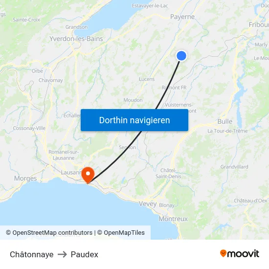 Châtonnaye to Paudex map