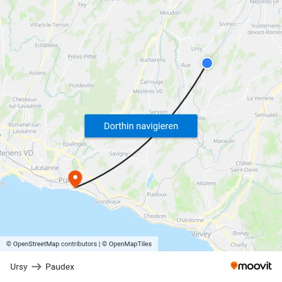 Ursy to Paudex map