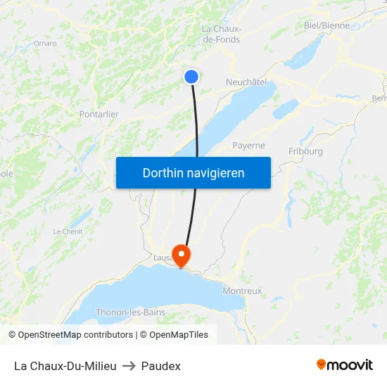 La Chaux-Du-Milieu to Paudex map
