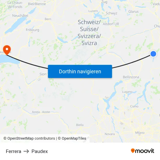 Ferrera to Paudex map