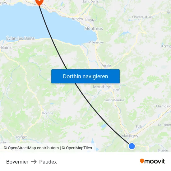 Bovernier to Paudex map