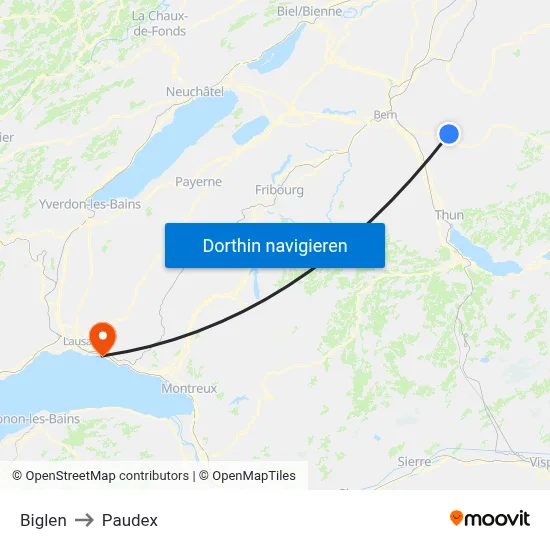 Biglen to Paudex map