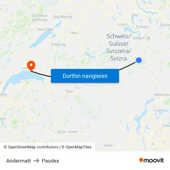 Andermatt to Paudex map
