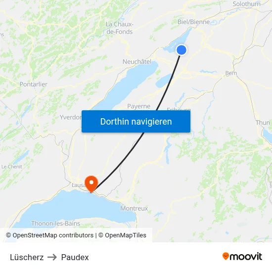 Lüscherz to Paudex map