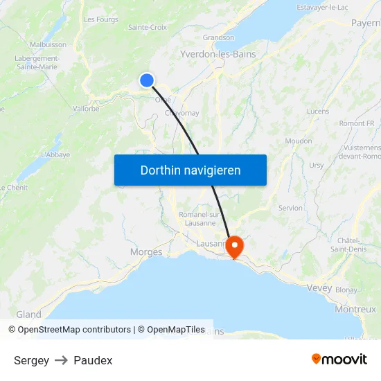 Sergey to Paudex map