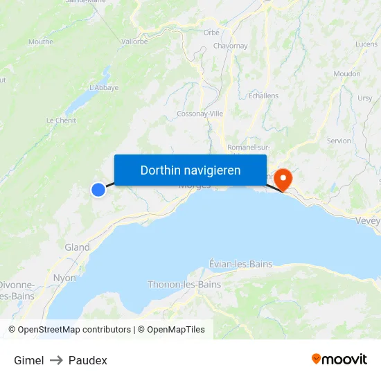 Gimel to Paudex map