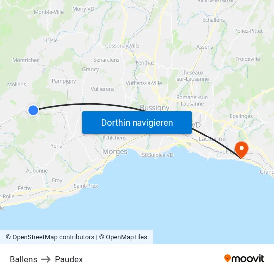 Ballens to Paudex map