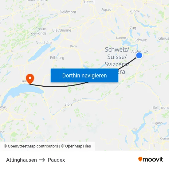 Attinghausen to Paudex map