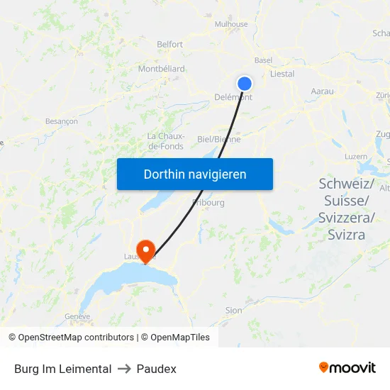 Burg Im Leimental to Paudex map
