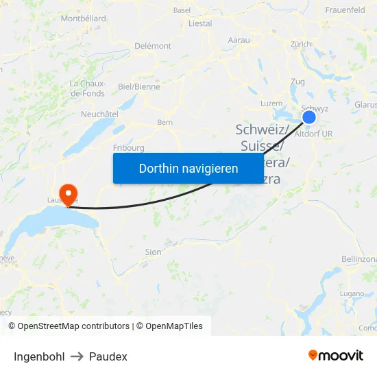 Ingenbohl to Paudex map