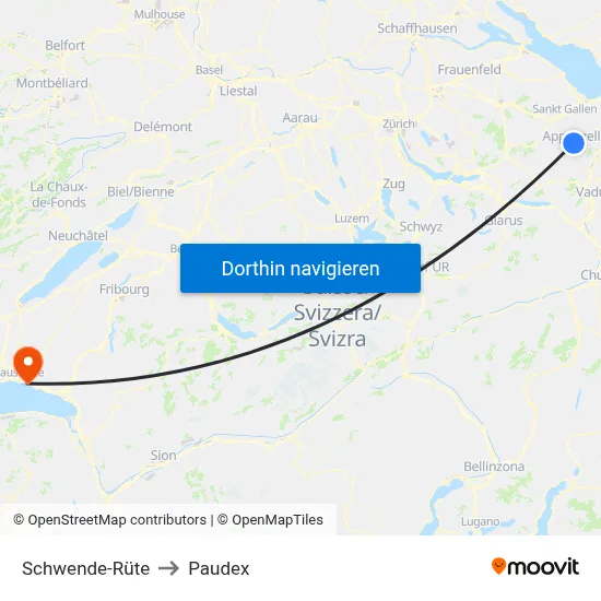 Schwende-Rüte to Paudex map