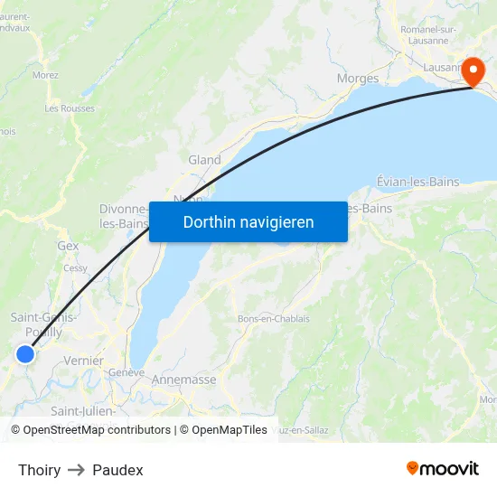 Thoiry to Paudex map
