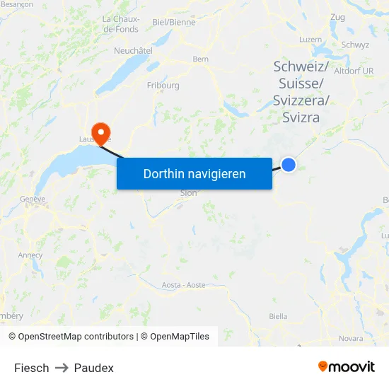 Fiesch to Paudex map