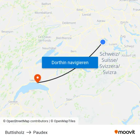 Buttisholz to Paudex map