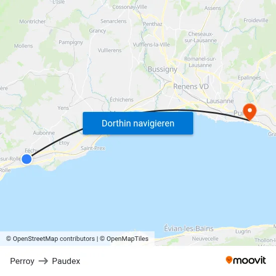 Perroy to Paudex map