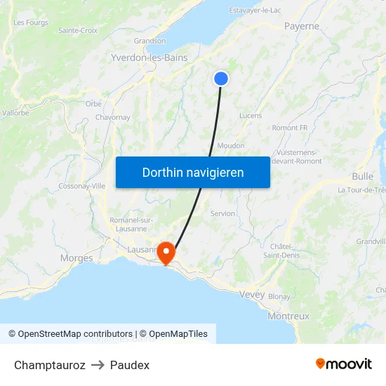 Champtauroz to Paudex map