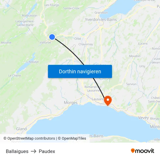 Ballaigues to Paudex map