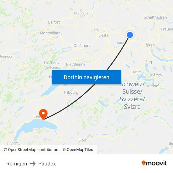 Remigen to Paudex map