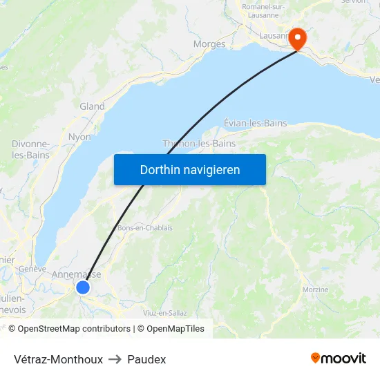 Vétraz-Monthoux to Paudex map