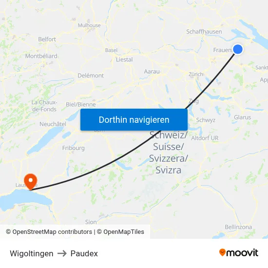 Wigoltingen to Paudex map