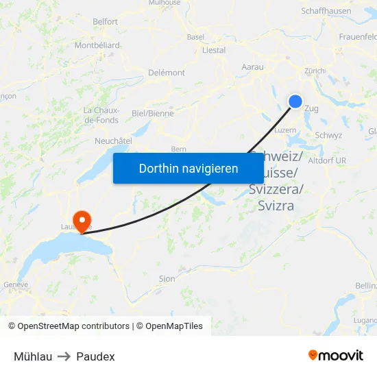 Mühlau to Paudex map