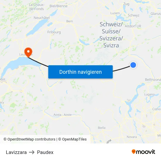 Lavizzara to Paudex map