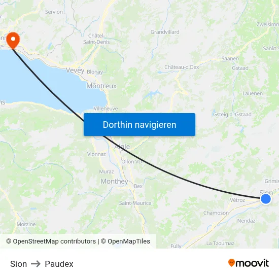 Sion to Paudex map
