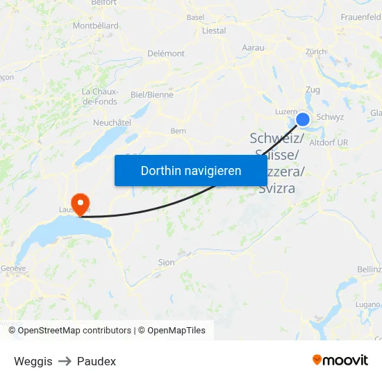 Weggis to Paudex map