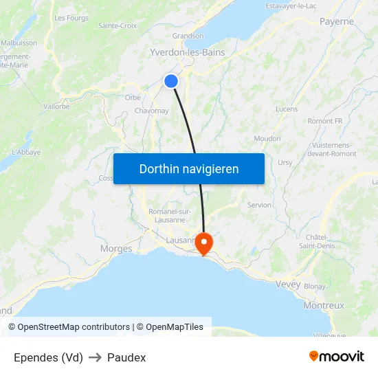 Ependes (Vd) to Paudex map