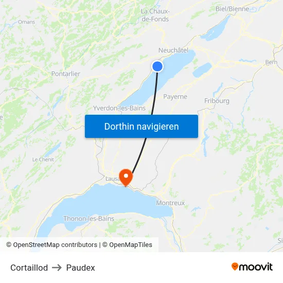 Cortaillod to Paudex map