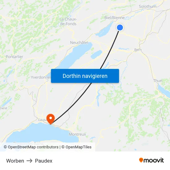 Worben to Paudex map