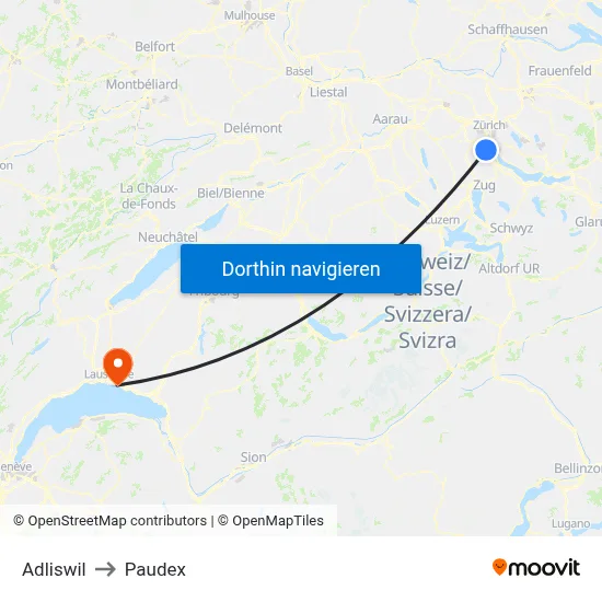 Adliswil to Paudex map
