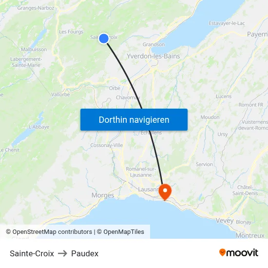 Sainte-Croix to Paudex map