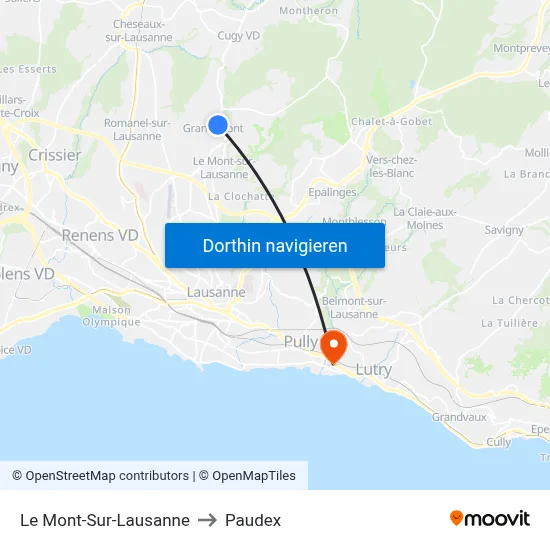 Le Mont-Sur-Lausanne to Paudex map