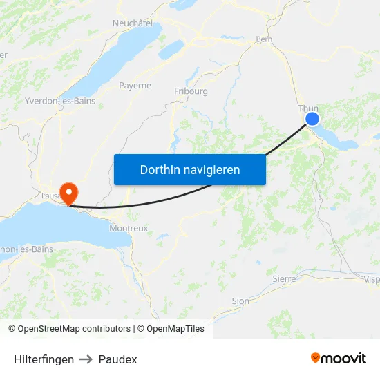 Hilterfingen to Paudex map