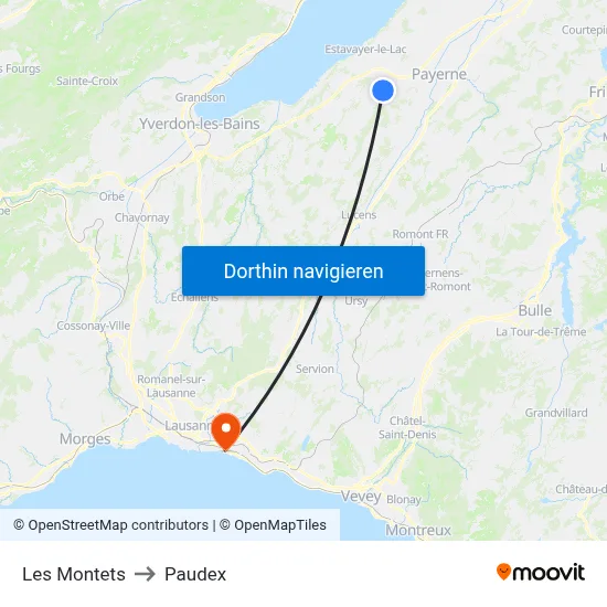 Les Montets to Paudex map