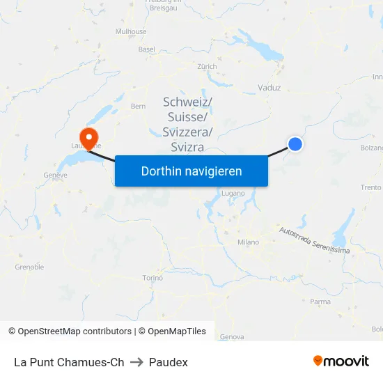 La Punt Chamues-Ch to Paudex map