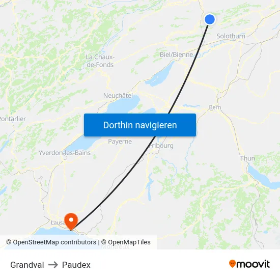 Grandval to Paudex map