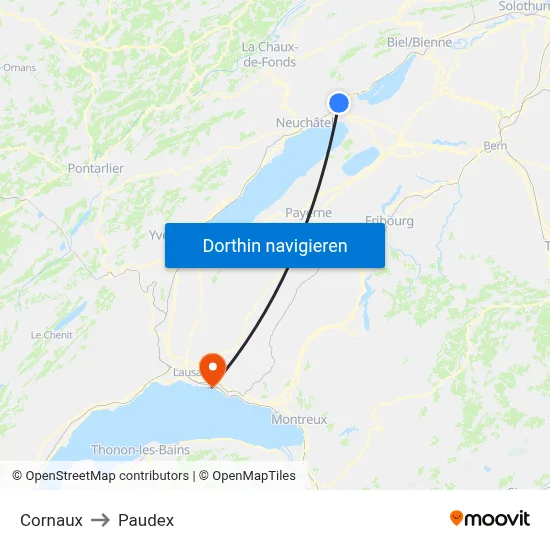 Cornaux to Paudex map