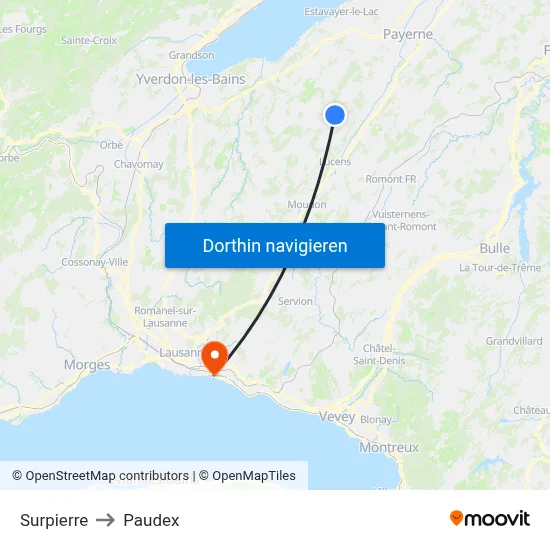Surpierre to Paudex map