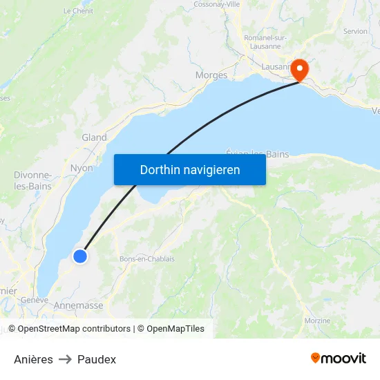 Anières to Paudex map