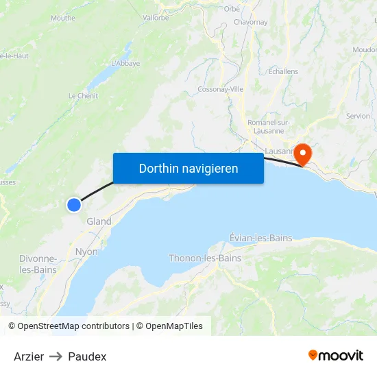 Arzier to Paudex map