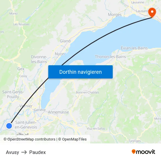Avusy to Paudex map