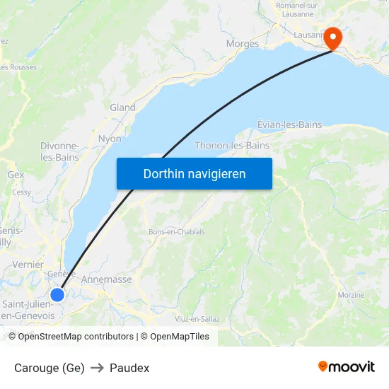 Carouge (Ge) to Paudex map