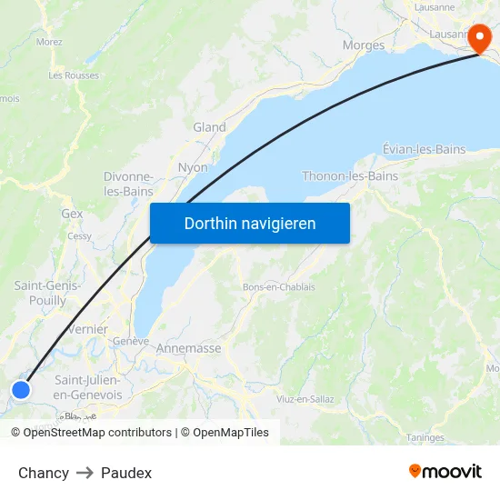 Chancy to Paudex map